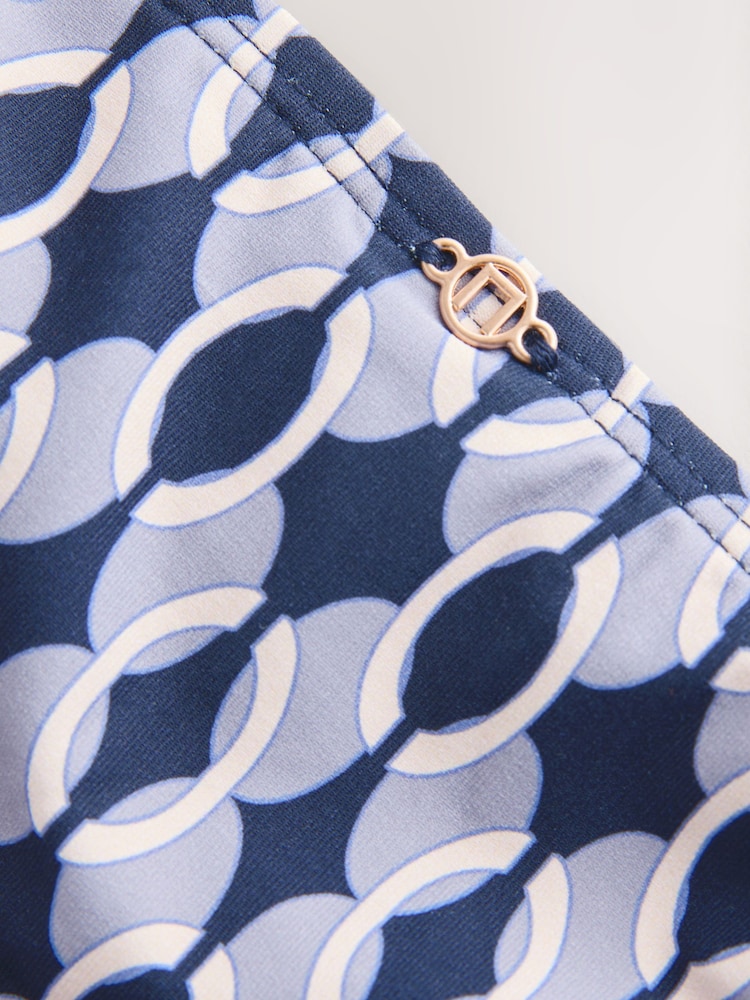 Navy Blue Geometric High Waist Hardware Bikini Bottoms - Image 2 of 3 Navy Blue Geometric High Waist Hardware Bikini Bottoms - Image 2 of 3