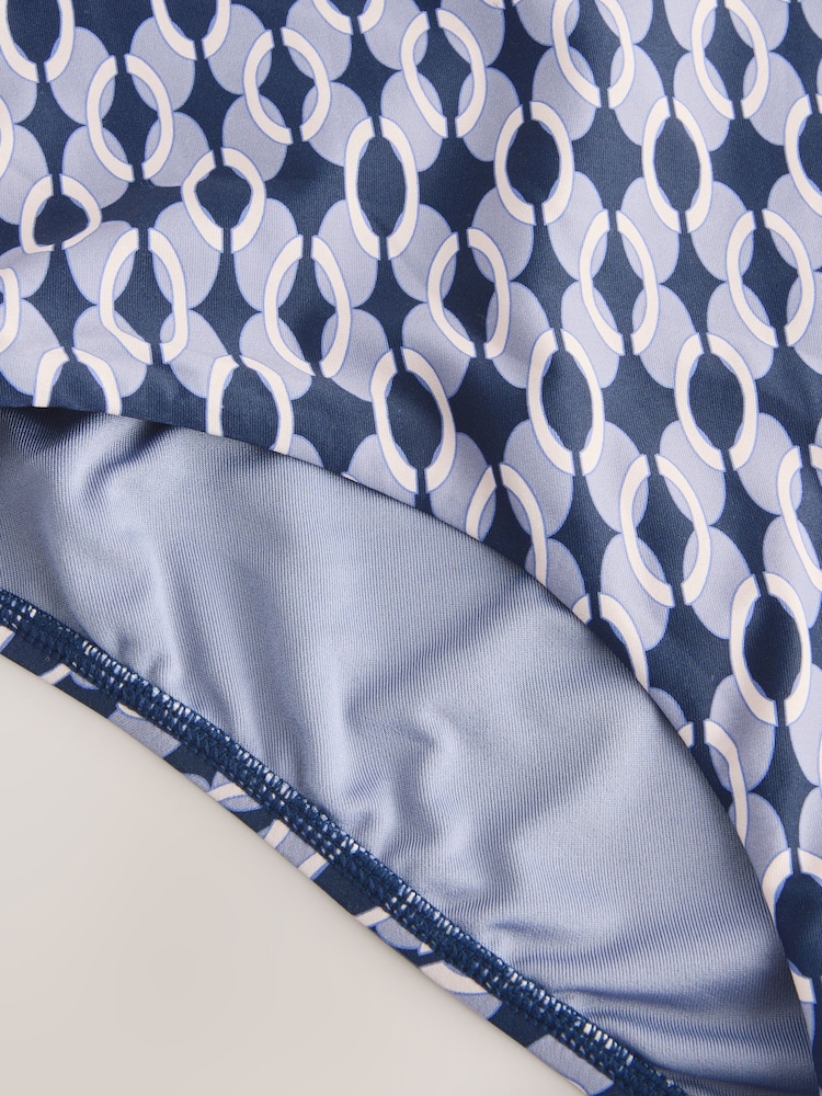 Navy Blue Geometric High Waist Hardware Bikini Bottoms - Image 3 of 3 Navy Blue Geometric High Waist Hardware Bikini Bottoms - Image 3 of 3