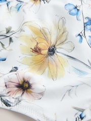 White/Blue Shirred High Leg Bikini Bottoms - Image 3 of 3