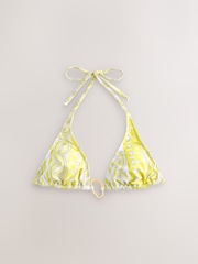 Yellow/White Swirl Hardware Triangle Bikini Top - Image 1 of 4
