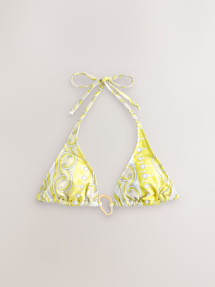 Yellow/White Swirl Hardware Triangle Bikini Top - Image 1 of 4
