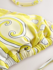 Yellow/White Swirl Hardware Triangle Bikini Top - Image 2 of 4