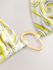 Yellow/White Swirl Hardware Triangle Bikini Top - Image 3 of 4