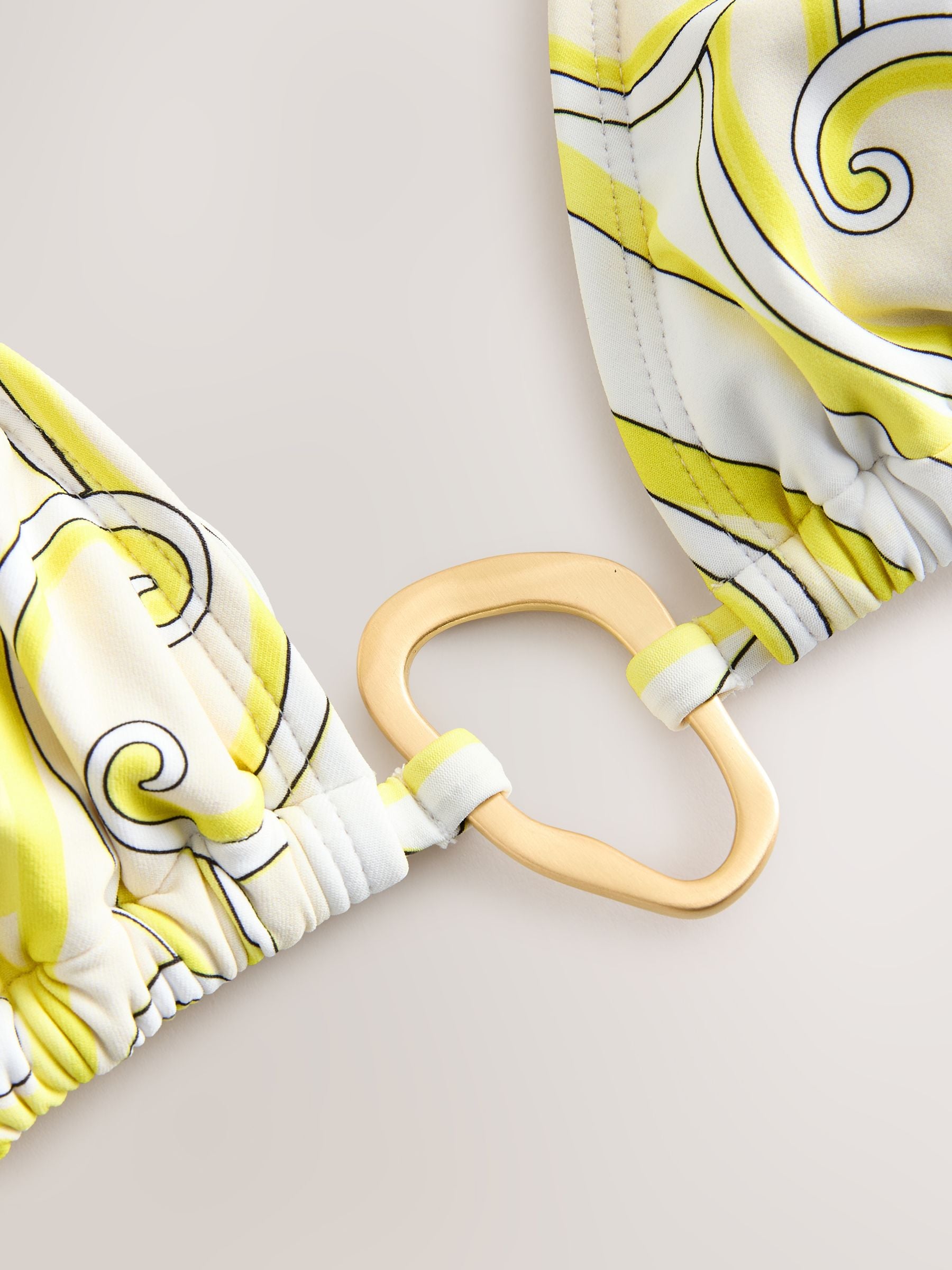 Buy Yellow/White Swirl Hardware Triangle Bikini Top from Next USA