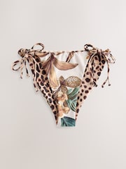Cream Animal Palm Tieside Reversable Bikini Bottom - Image 1 of 4