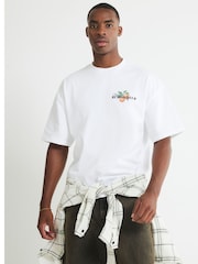River Island White Oversized Fit Retroviseur Car T-Shirt - Image 2 of 4