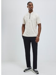 River Island Brown Slim Fit Slinky Textured Polo Shirt - Image 2 of 4