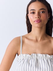 Ecru Stripe Strappy Denim Top - Image 5 of 8