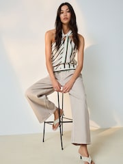 Neutral Beige Wide Leg Cropped Jeans - Image 3 of 9
