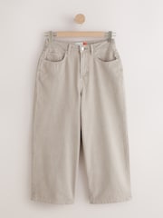 Neutral Beige Wide Leg Cropped Jeans - Image 6 of 9