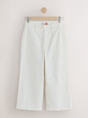 White Belted Wide Leg Cropped Jeans - Image 7 of 9