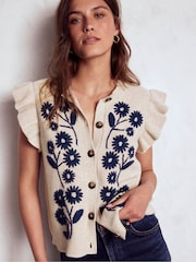 Boden Natural Frill Detail Waistcoat - Image 1 of 6