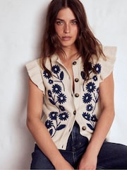 Boden Natural Frill Detail Waistcoat - Image 2 of 6