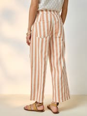 Orange/White Stripe Lightweight Denim Patch Pocket Cropped Jeans - Image 5 of 9
