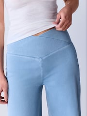 Bleach Blue Wrap Waist Jersey Denim Wide Leg Trousers - Image 5 of 8