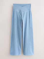 Bleach Blue Wrap Waist Jersey Denim Wide Leg Trousers - Image 6 of 8