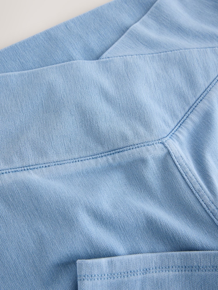 Bleach Blue Wrap Waist Jersey Denim Wide Leg Trousers - Image 8 of 8