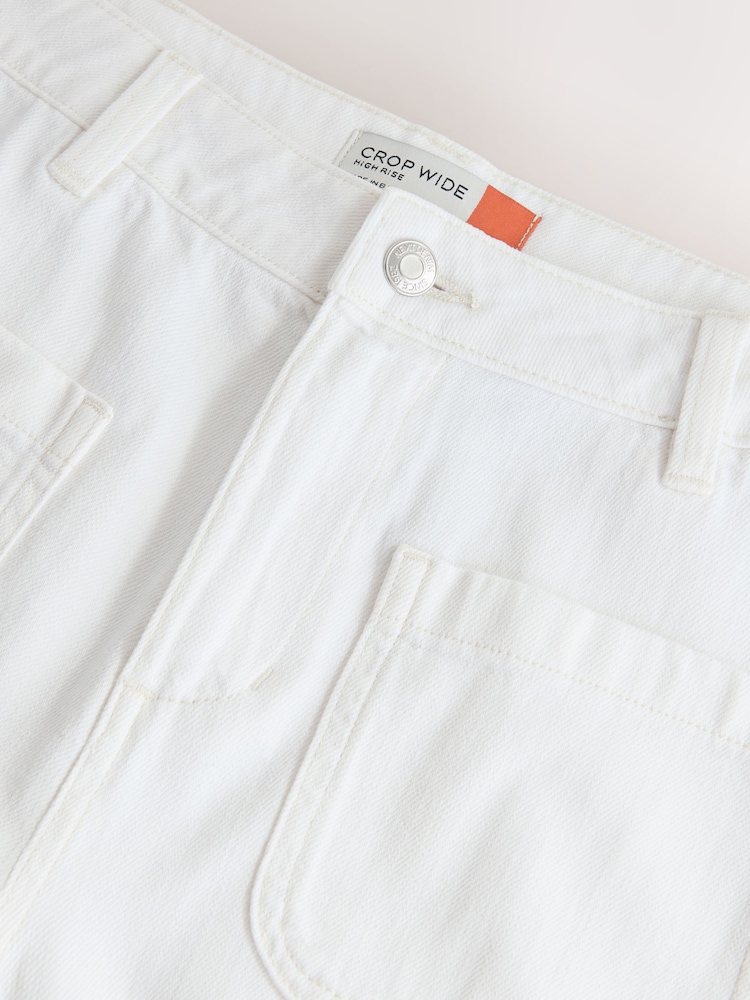 Ecru - Lightweight Denim Patch Pocket Cropped Jeans - Bild 9 von 9