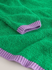 Green/Purple Tipped Cotton Rich Towelling Knit Crew Neck Jumper - Image 7 of 7