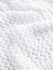 Weiß - Schulterfreier Mesh-Crochet-Pullover aus 100% Baumwolle - Bild 8 von 8