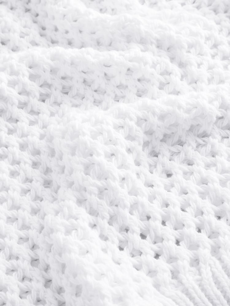 Weiß - Schulterfreier Mesh-Crochet-Pullover aus 100% Baumwolle - Bild 8 von 8