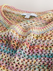 Regenbogenfarben - Schulterfreier Mesh-Crochet-Pullover aus 100% Baumwolle - Bild 7 von 8
