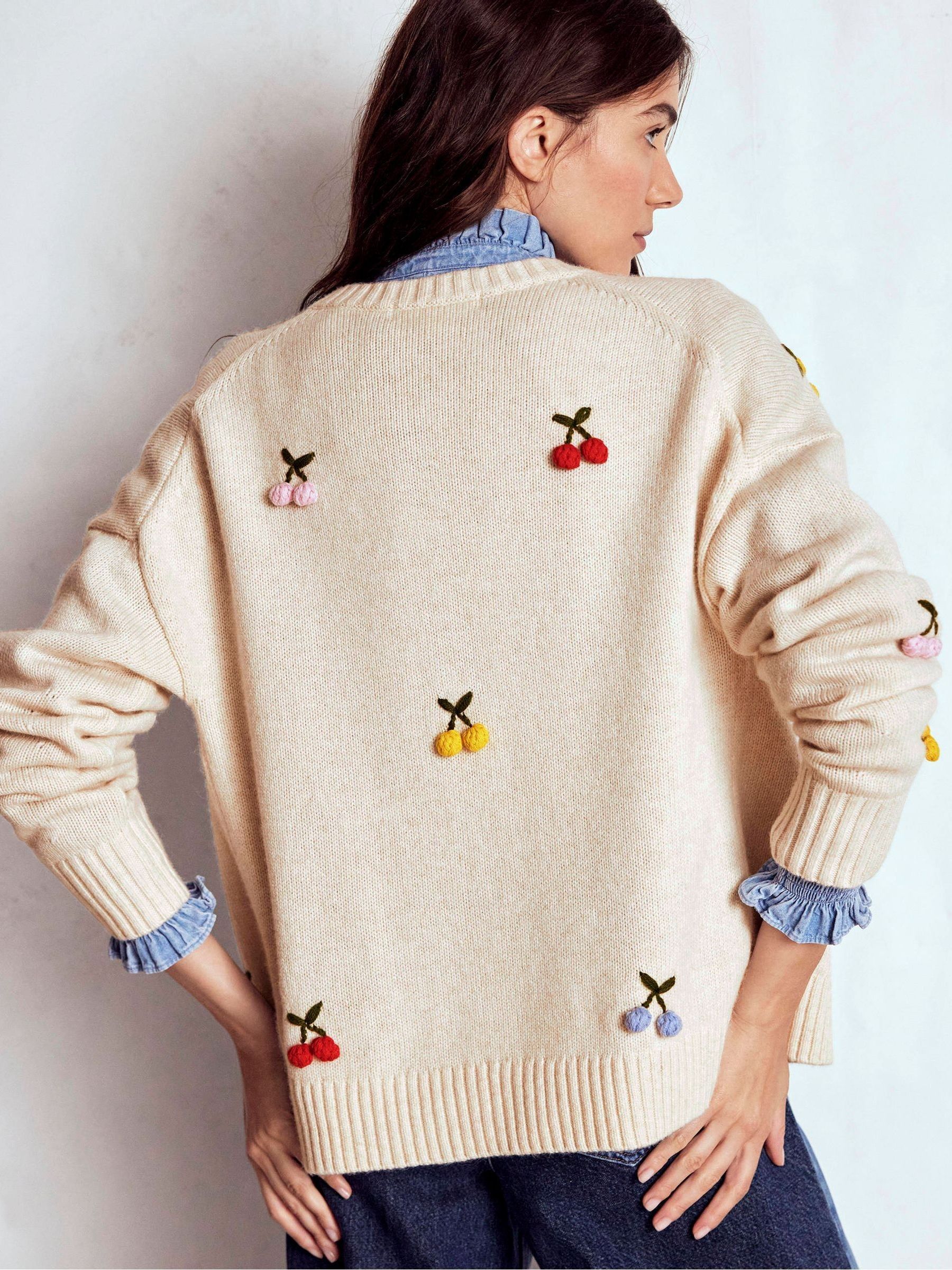 Buy Boden Natural Natalie Embroidered Cardigan K1112 from Next USA