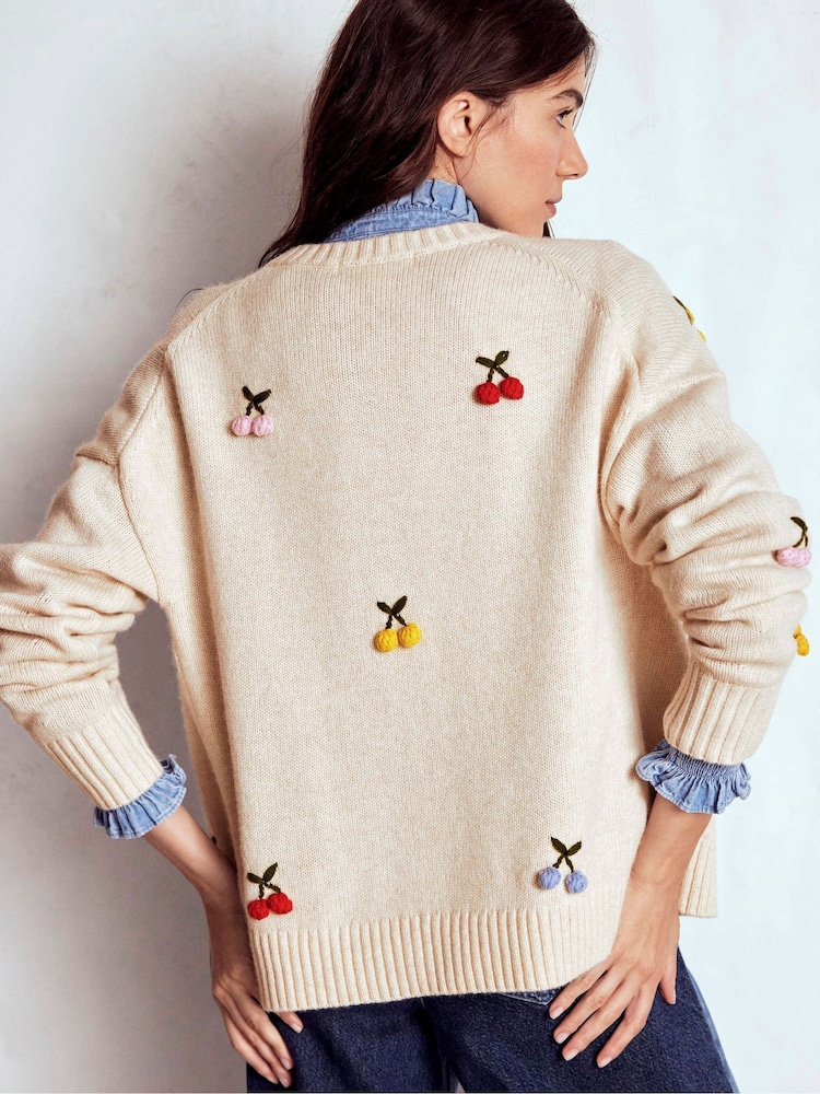 Buy Boden Natural Natalie Embroidered Cardigan K1112 from Next USA