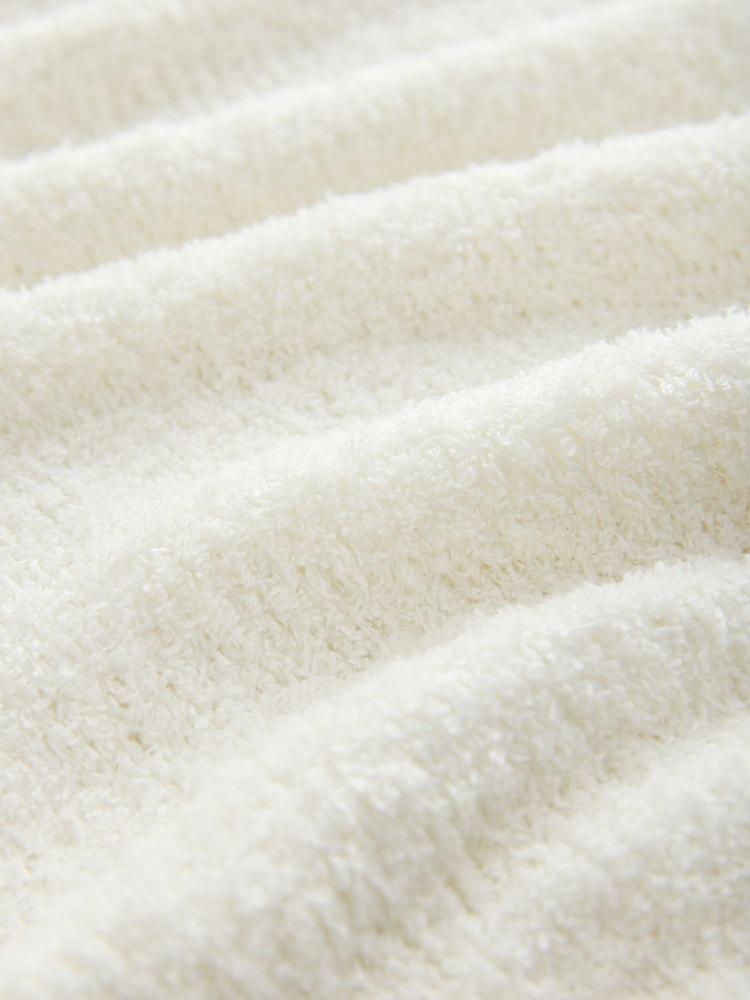 White/Red Tipped Cotton Rich Towelling Knit Crew Neck Jumper - Image 2 of 3