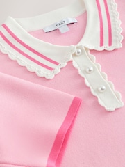 Light Pink Short Sleeve Frill Polo Knitted Top - Image 7 of 7