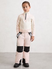Reiss Neutral Olivia 3-9 yrs Colour-Block Half-Zip Base Layer Top - Image 3 of 6