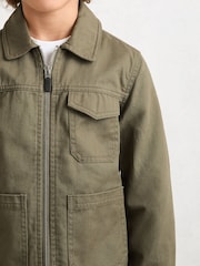 Reiss Khaki Nevis 9-13 yrs Cotton Zip-Through Utility Jacket - Image 4 of 5