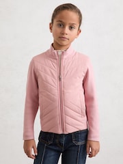 Reiss Pink Hansel 3-9 yrs Hybrid Quilted Knit Jacket - Image 1 of 5
