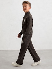 Reiss Chocolate Brown Blake 9-13 yrs Monogram Relaxed Wool-Blend Joggers Unisex Fit - Image 4 of 6