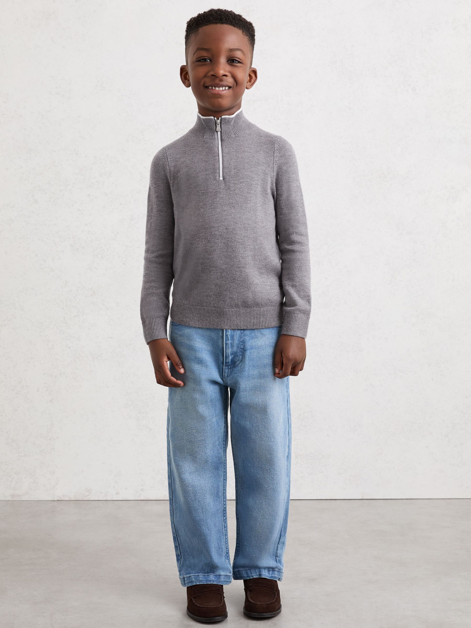 トップス erii Buy Reiss Grey/White Kip 13-14 yrs Half-Zip Funnel-Neck Jumper