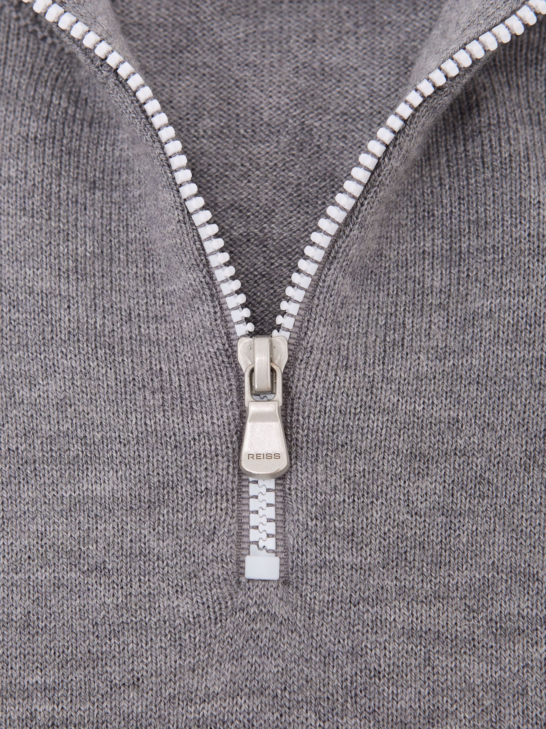 Buy Reiss Grey/White Kip 13-14 yrs Half-Zip Funnel-Neck Jumper