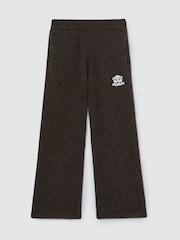 Reiss Chocolate Brown Blake 13-14 yrs Monogram Relaxed Wool-Blend Joggers Unisex Fit - Image 1 of 7