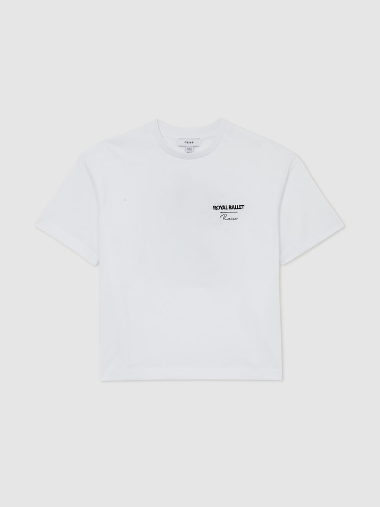 Reiss White Principal 9-13 yrs Reiss | Royal Ballet Logo Unisex Fit T-Shirt - Image 2 of 5 Reiss White Principal 9-13 yrs Reiss | Royal Ballet Logo Unisex Fit T-Shirt - Image 2 of 5