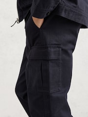 Reiss Navy Alpine 9-13 yrs Cotton Wide-Leg Cargo Trousers - Image 5 of 6