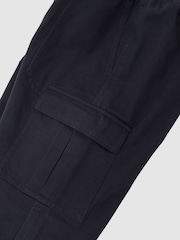 Reiss Navy Alpine 9-13 yrs Cotton Wide-Leg Cargo Trousers - Image 6 of 6