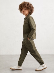 Reiss Khaki Helix 9-13 yrs Cotton Cuffed Cargo Trousers - Image 3 of 6