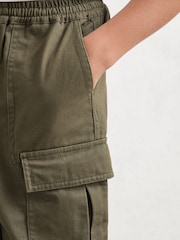 Reiss Khaki Helix 9-13 yrs Cotton Cuffed Cargo Trousers - Image 5 of 6