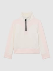 Reiss Neutral Olivia 9-13 yrs Colour-Block Half-Zip Base Layer Top - Image 2 of 6