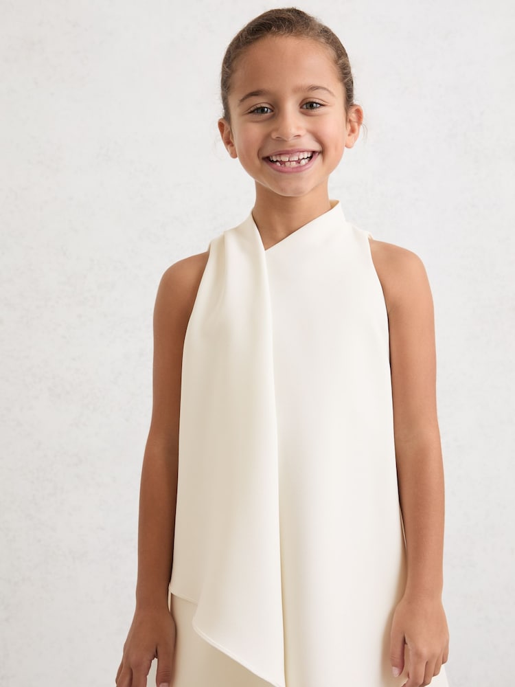 Reiss Ivory Zoe Draped Sleeveless Shift Dress - Image 1 of 6 Reiss Ivory Zoe Draped Sleeveless Shift Dress - Image 1 of 6
