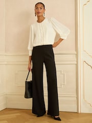 Love & Roses Ivory Petite 3/4 Sleeve Scallop Detail Blouse - Image 3 of 4