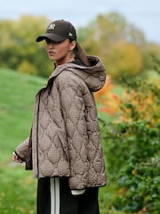 חום משובץ - ז'קט מרופד קליל - תמונה 4 מתוך 8