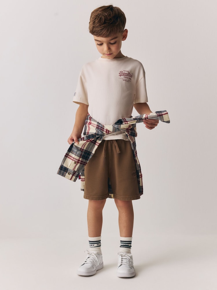 Superdry Brown/White T-Shirt and Short Set - Image 2 of 6