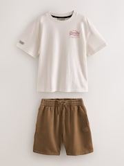 Maro/Alb - Superdry T-Shirt and Shorts Set - Imaginea 7 din 11