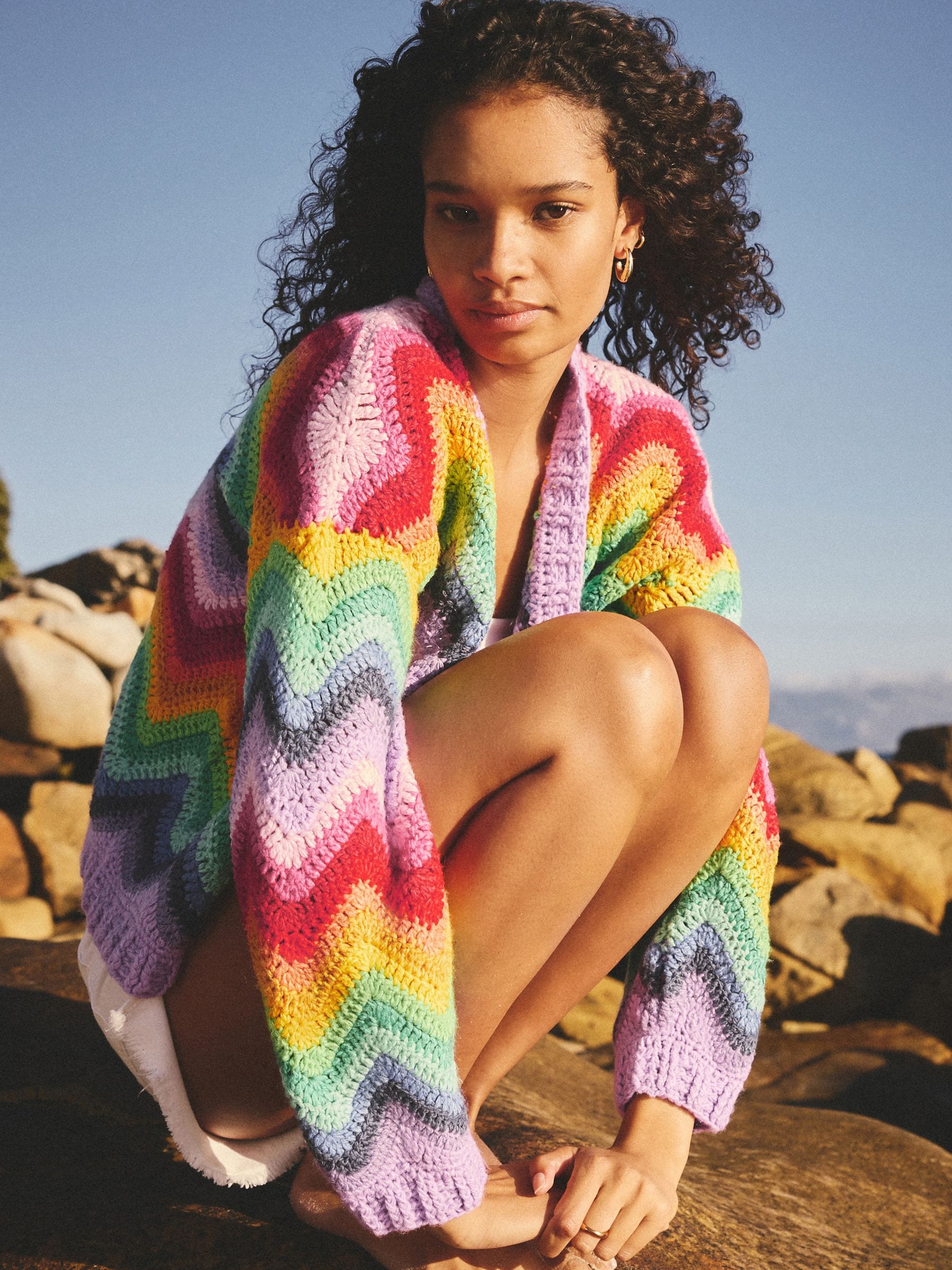 Buy Multi Rainbow Hand Knit Crochet Cardigan from the Next UK