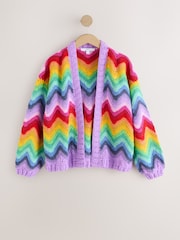 Mehrfarbig im Regenbogendesign - Hand Knit Tie Front Crochet Cardigan - Bild 1 von 4